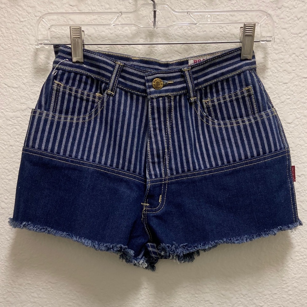 NEW Denim & White Patterned High Waisted Shorts